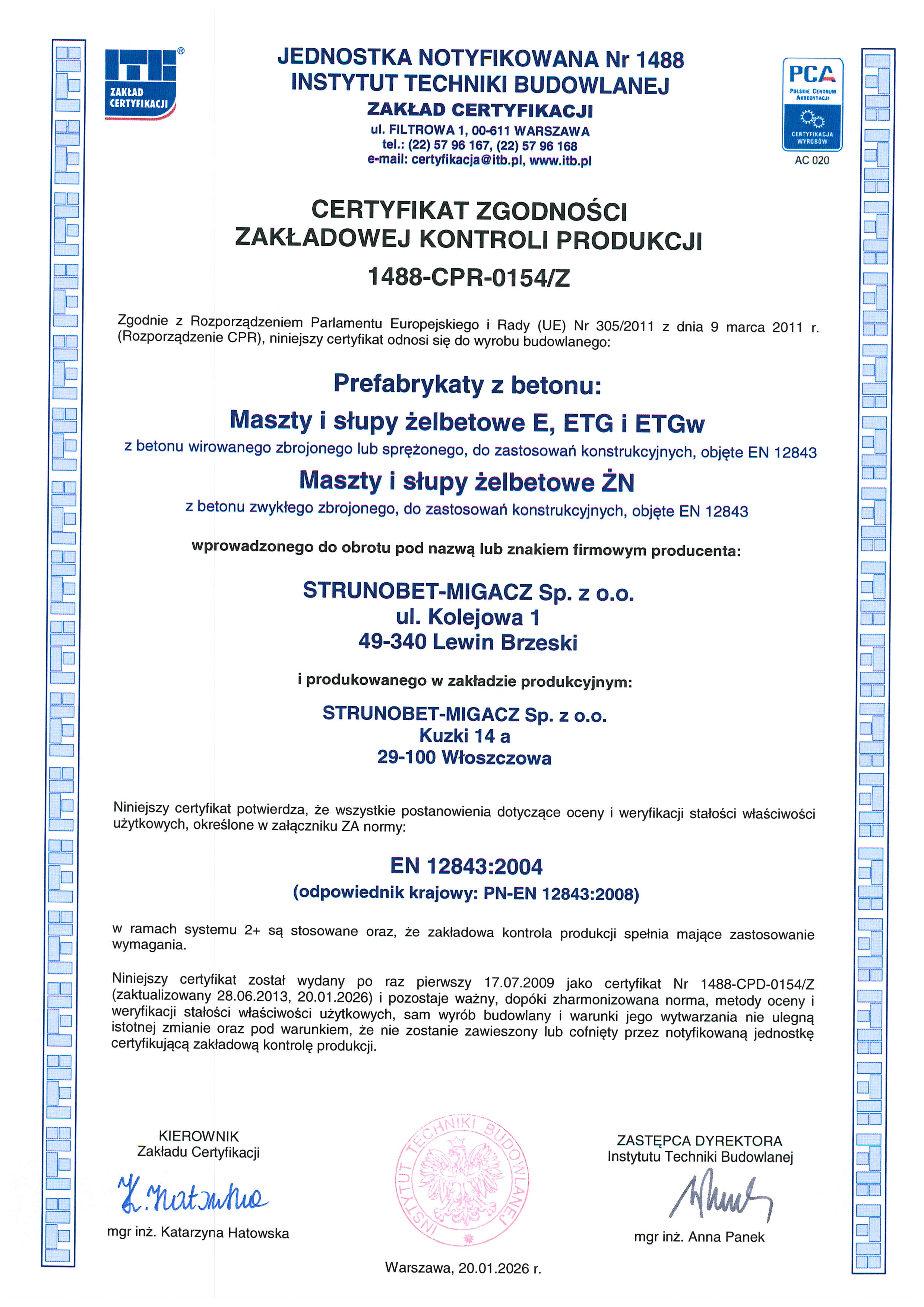 Maszty i słupy strunobetonowe z betonu wirowanego typu E, żelbetowe typu ŻN, strunobetonowe konstrukcje wsporcze ETG i ETGw